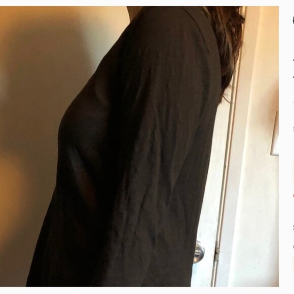 Anthropologie Left of Center slub cotton cold cut out  3/4 sleeve top - Picture 3 of 5